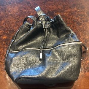 Like new! Zara brand leather black drawstring backpack purse!